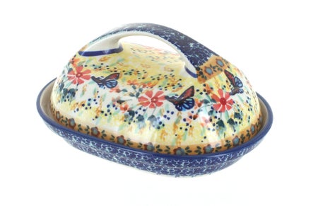 Manufaktura Blue Butterfly Butter Dish — Polish Pottery