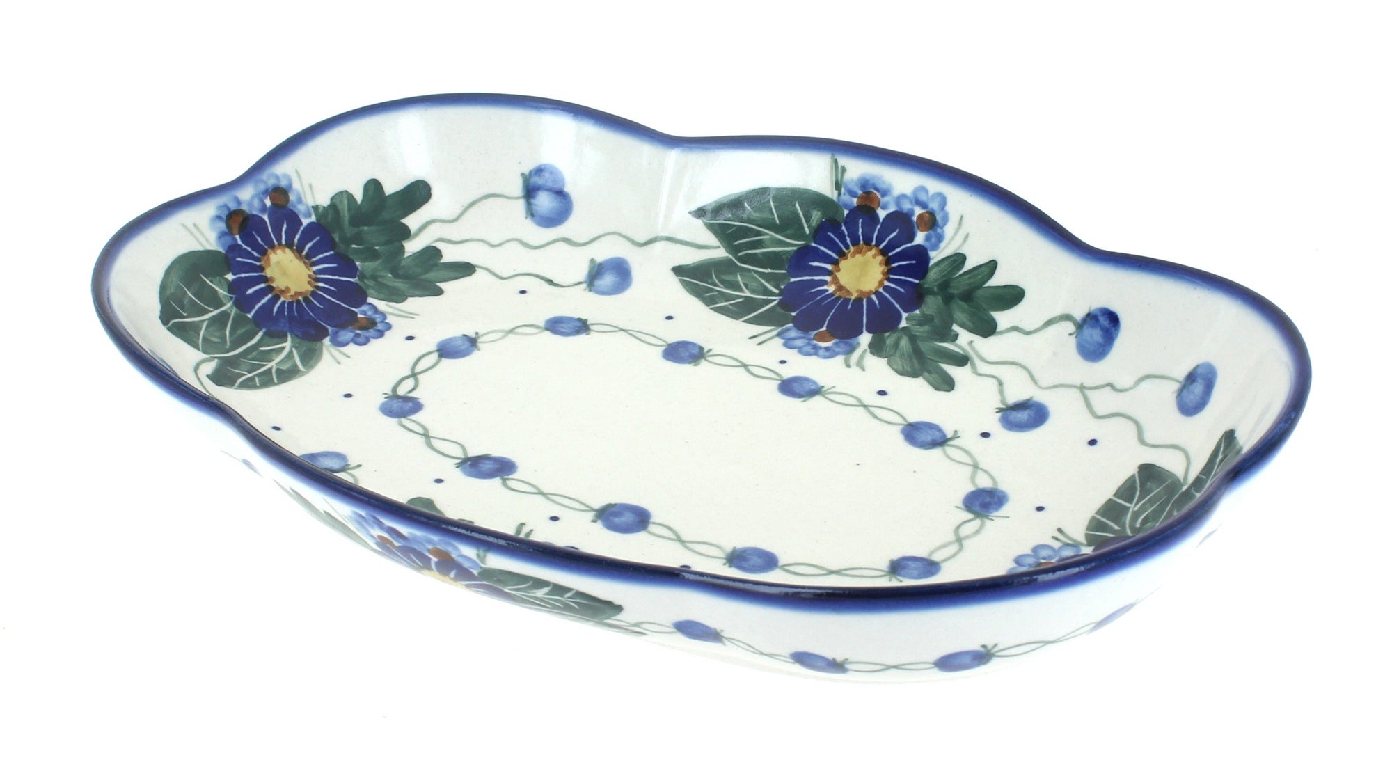 WR Unikat Forget Me Not Small Serving Piece — Polish Pottery