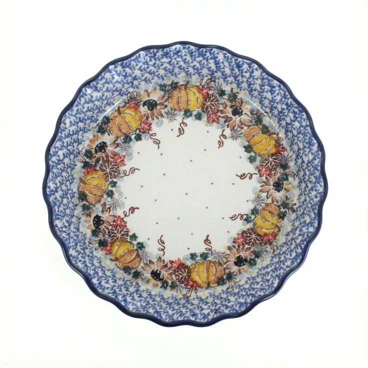 Detail image of Ceramika Artystyczna Harvest Bounty Pie Plate — Polish Pottery