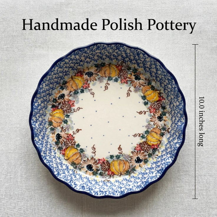 Detail image of Ceramika Artystyczna Harvest Bounty Pie Plate — Polish Pottery