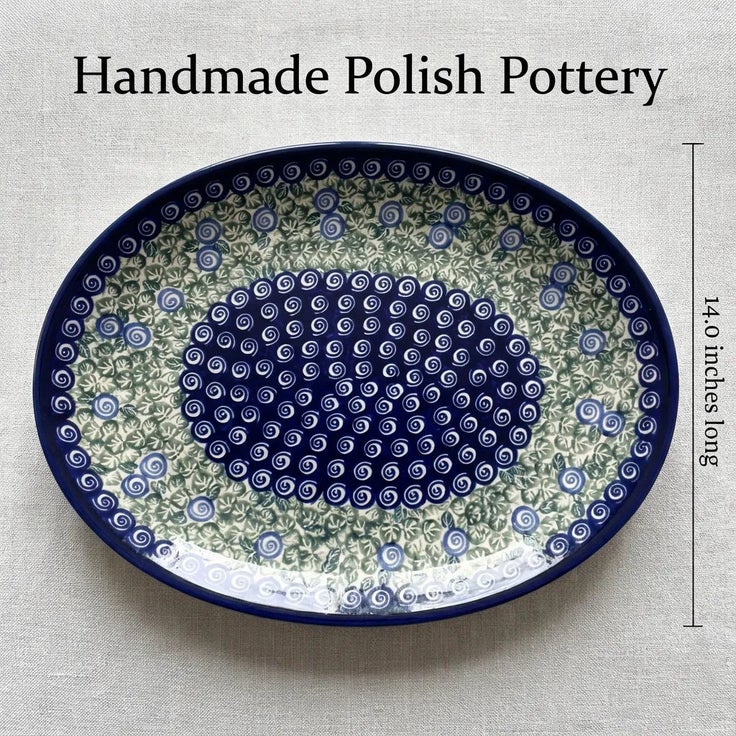 Detail image of Zaklady Seaside Swirl Large Serving Piece — Polish Pottery