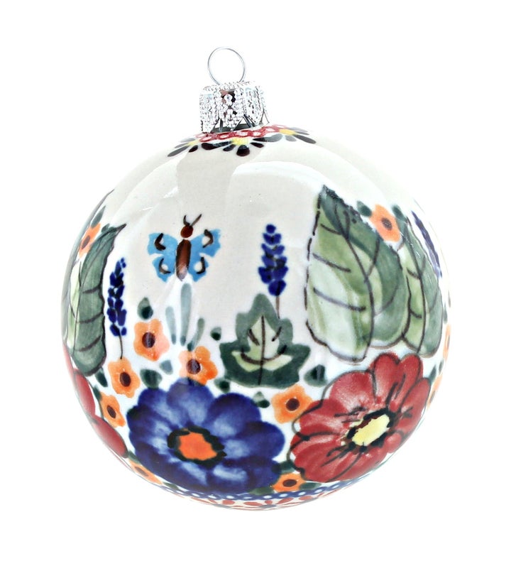 Zaklady Floral Butterfly Large Christmas Ball — Polish Pottery