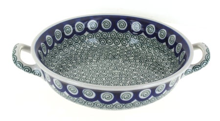 Ceramika Artystyczna Peacock Swirl Small Bakeware — Polish Pottery
