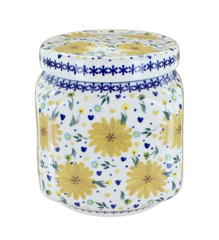 WR Unikat Yellow Daisy Counter Storage — Polish Pottery