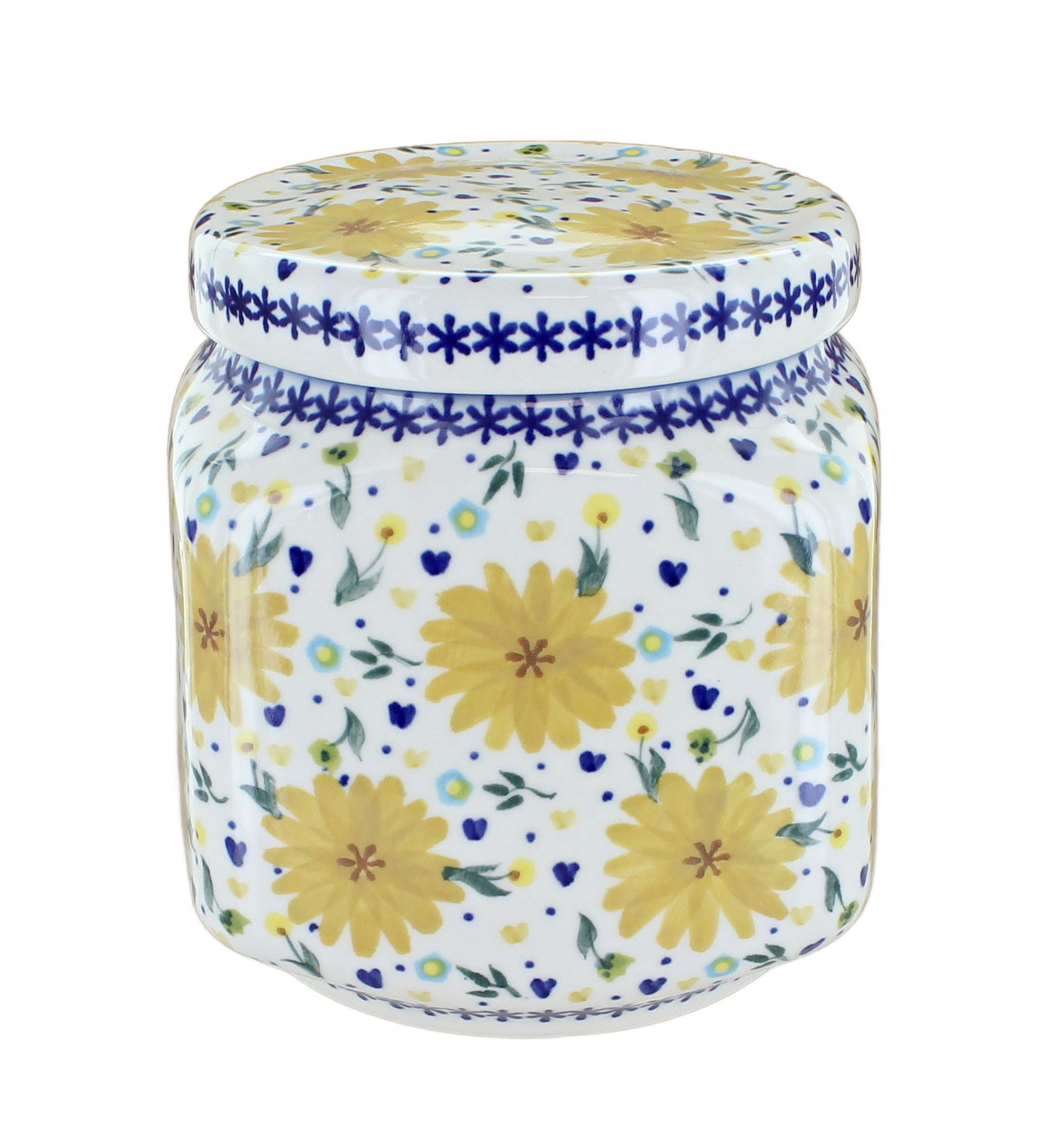 WR Unikat Yellow Daisy Counter Storage — Polish Pottery