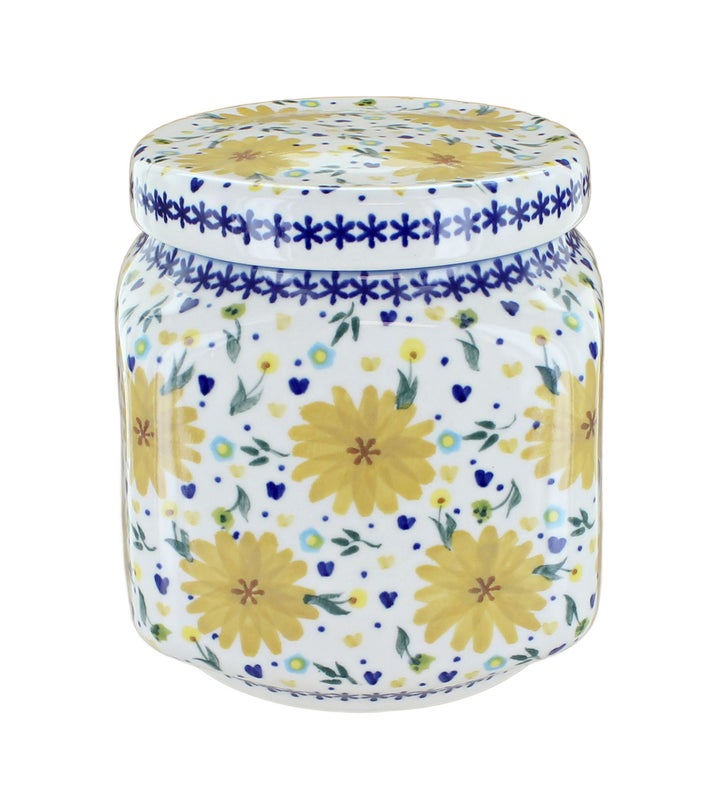 WR Unikat Yellow Daisy Counter Storage — Polish Pottery