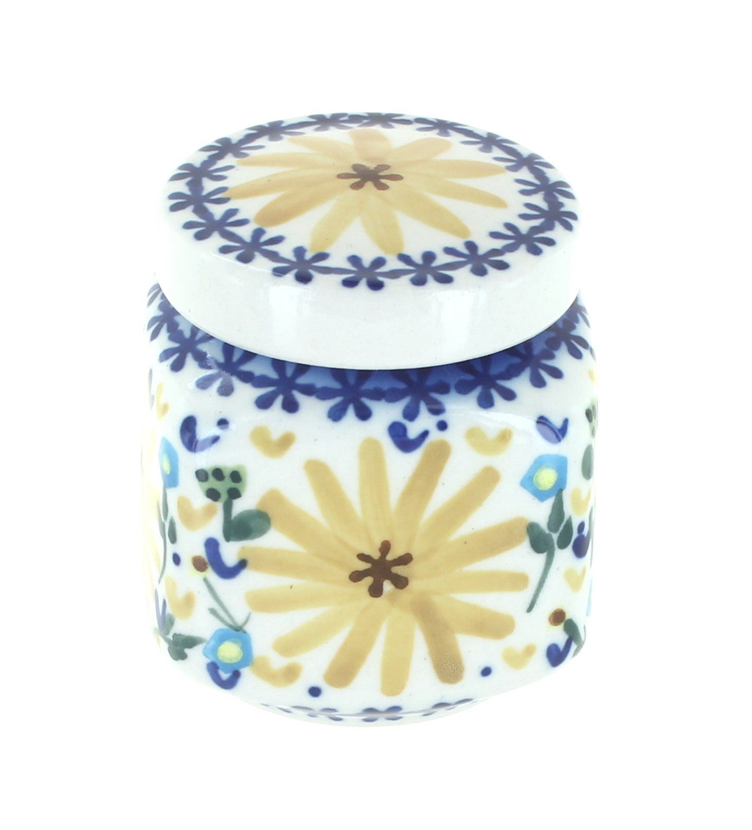 WR Unikat Yellow Daisy Counter Storage — Polish Pottery