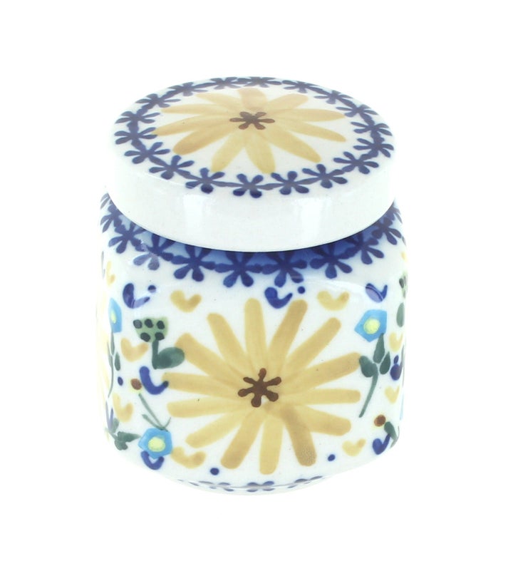 WR Unikat Yellow Daisy Counter Storage — Polish Pottery