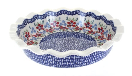 Manufaktura Red Poppy Pie Plate — Polish Pottery