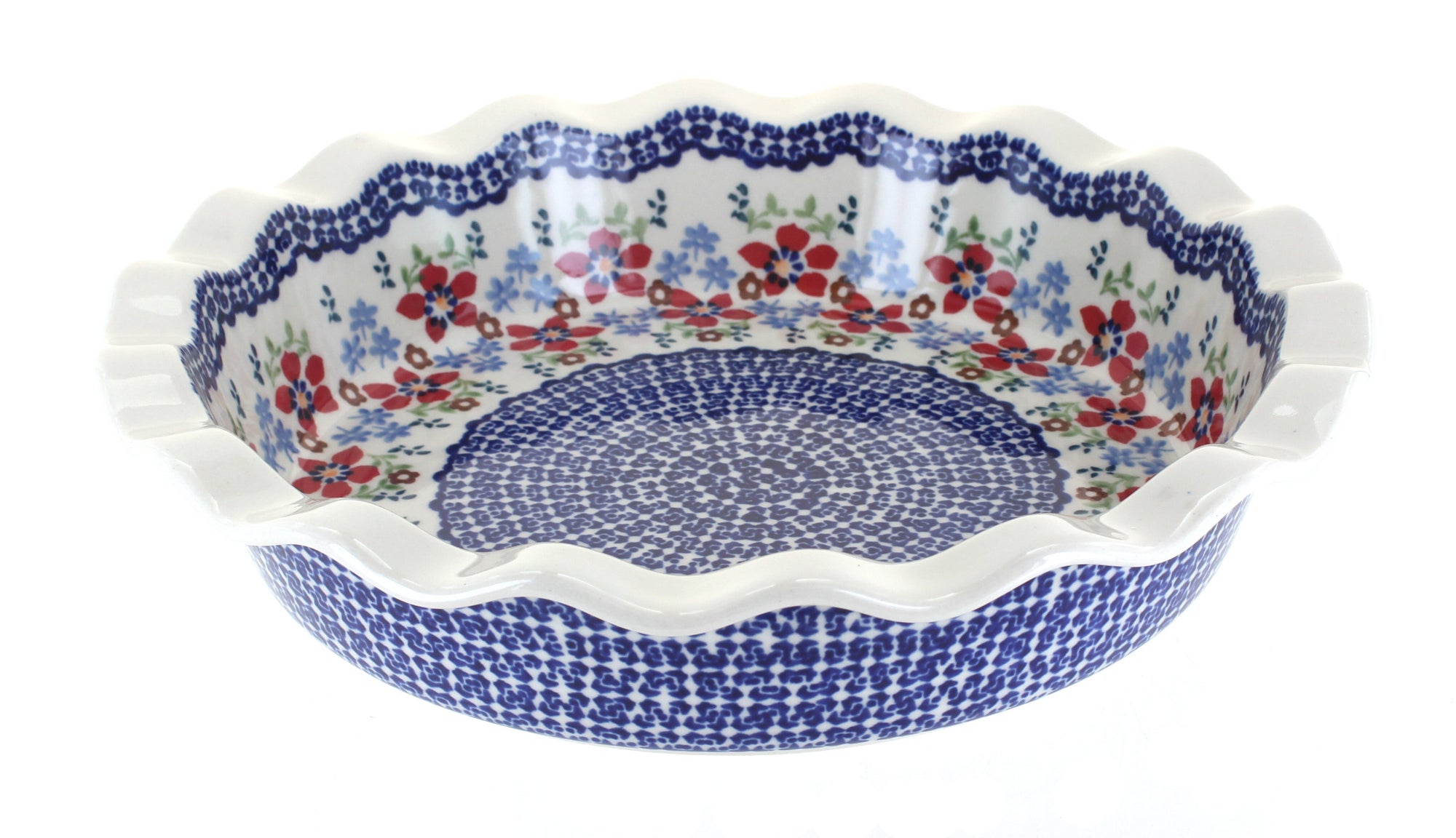 Manufaktura Red Poppy Pie Plate — Polish Pottery