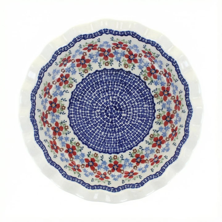 Manufaktura Red Poppy Pie Plate — Polish Pottery