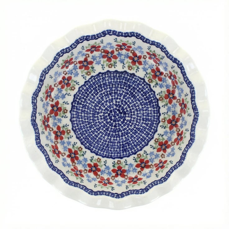 Detail image of Manufaktura Red Poppy Pie Plate — Polish Pottery