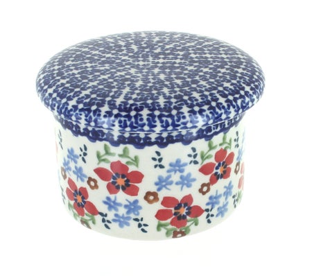 Manufaktura Red Poppy Butter Dish — Polish Pottery