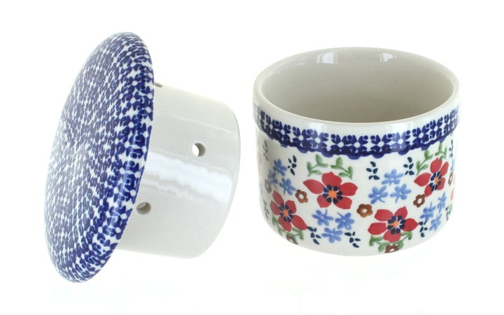 Manufaktura Red Poppy Butter Dish — Polish Pottery
