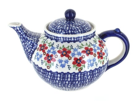 Manufaktura Red Poppy Teapot — Polish Pottery