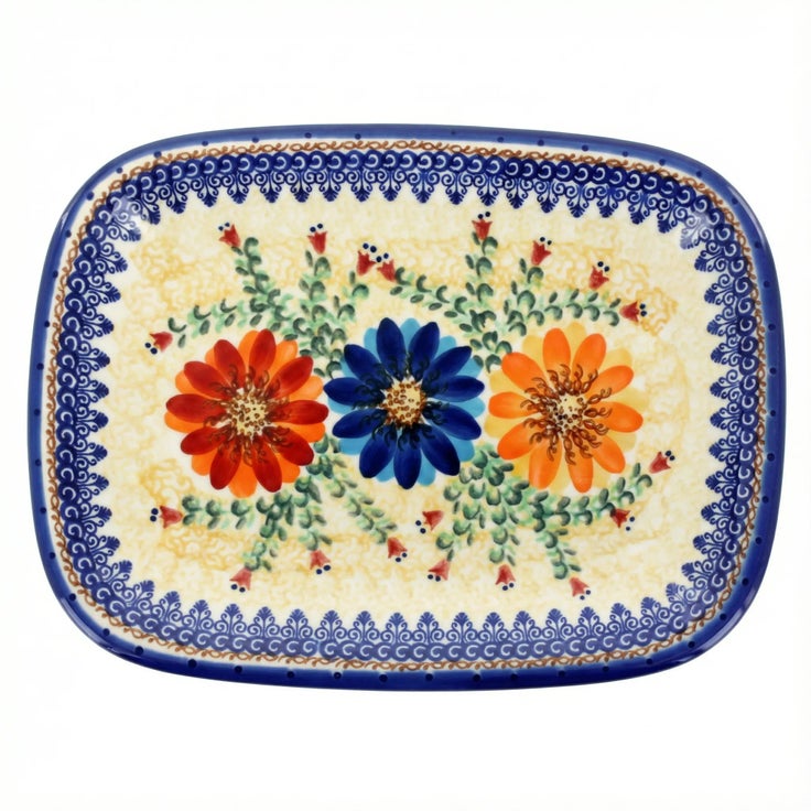 Detail image of Vena Autumn Burst Medium Serving Piece — Polish Pottery