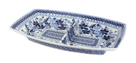 Manufaktura Vintage Blue Daisy Large Serving Piece — Polish Pottery