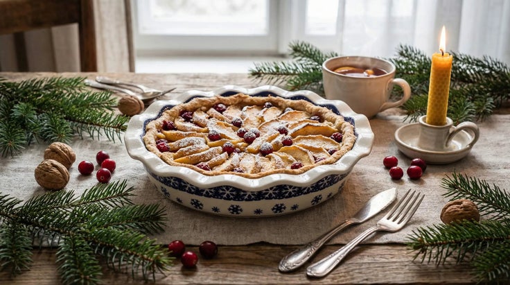Detail image of Manufaktura Snow Flurry Pie Plate — Polish Pottery