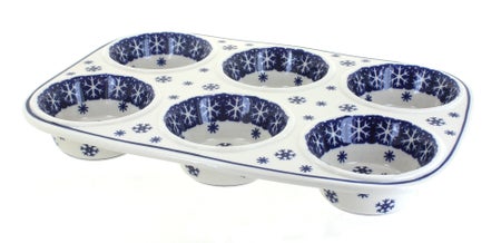 Manufaktura Snow Flurry Muffin Pan — Polish Pottery