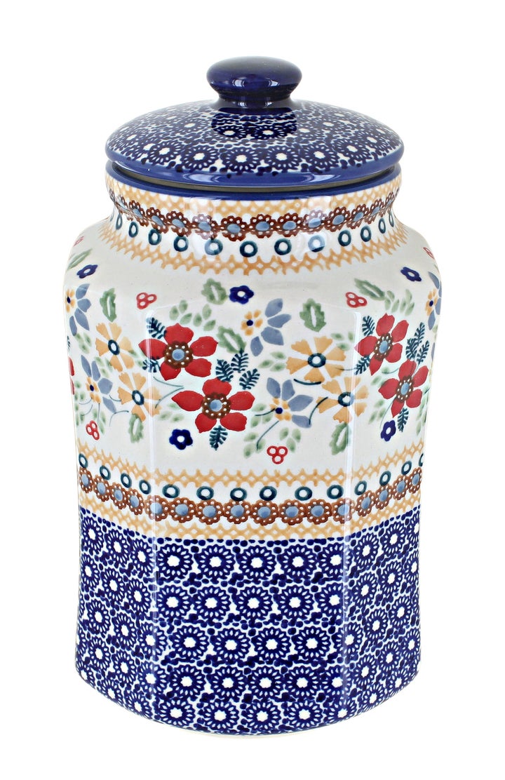 Manufaktura Red Daisy Counter Storage — Polish Pottery
