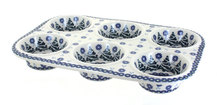 Manufaktura Festive Fir Muffin Pan — Polish Pottery