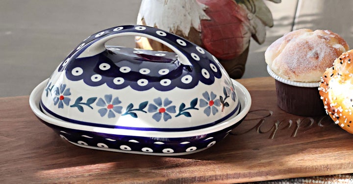 Manufaktura Blue Violet Butter Dish — Polish Pottery