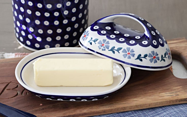Detail image of Manufaktura Blue Violet Butter Dish — Polish Pottery