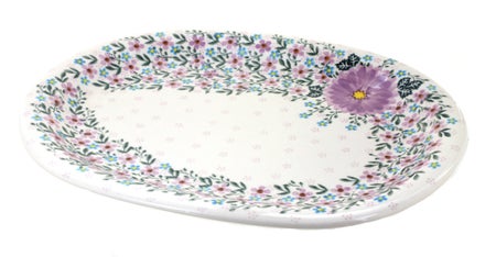 Vena Lilac Garden Large Serving Piece — Polish Pottery
