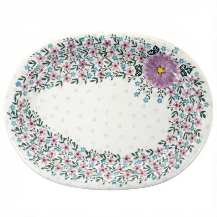 Detail image of Vena Lilac Garden Large Serving Piece — Polish Pottery