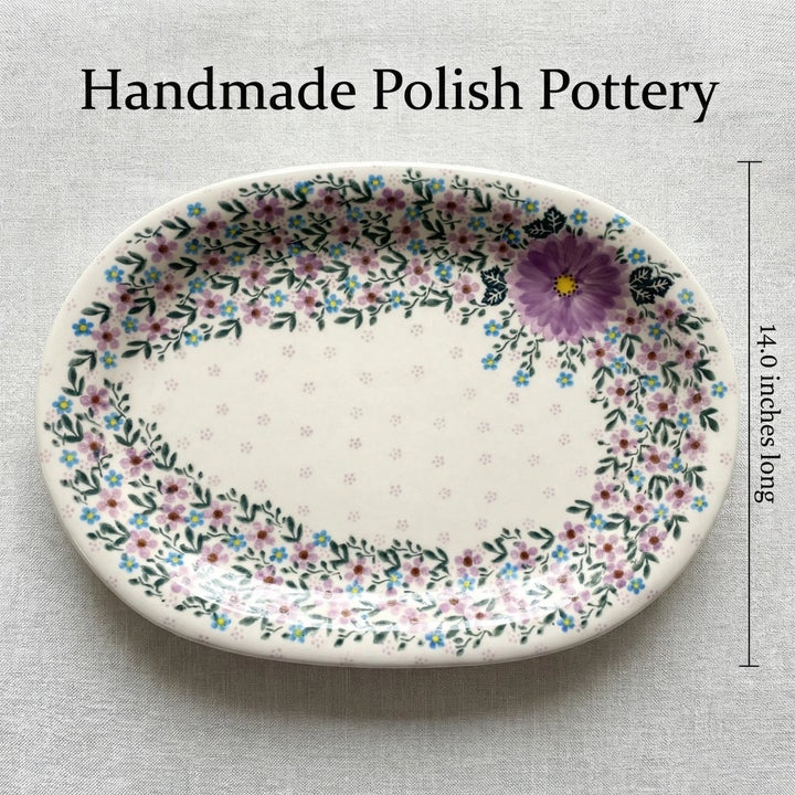 Vena Lilac Garden Large Serving Piece — Polish Pottery