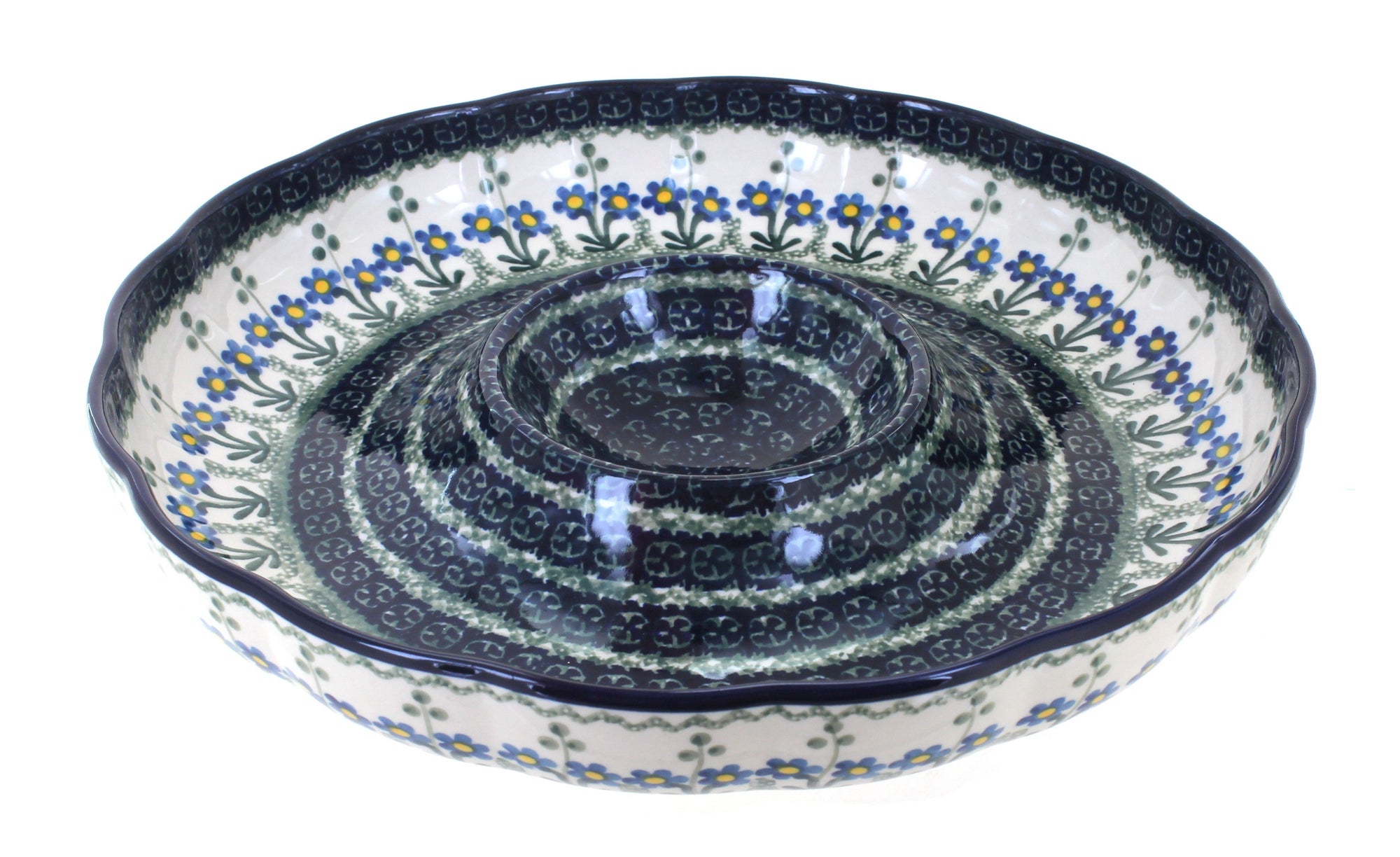 Ceramika Artystyczna Blue Posy Large Serving Piece — Polish Pottery
