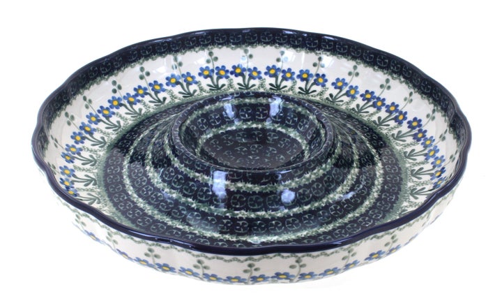 Ceramika Artystyczna Blue Posy Large Serving Piece — Polish Pottery