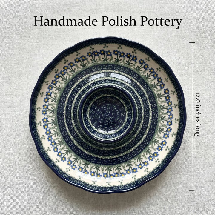Ceramika Artystyczna Blue Posy Large Serving Piece — Polish Pottery