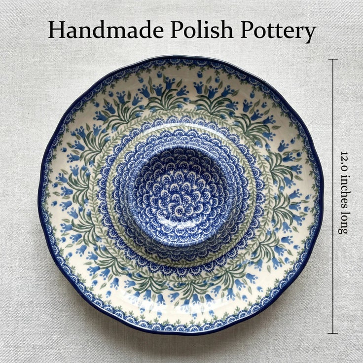 Detail image of Ceramika Artystyczna Tulip Bouquet Large Serving Piece — Polish Pottery