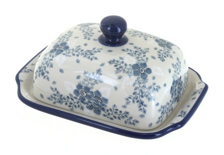 Ceramika Artystyczna Blue Fleur Butter Dish — Polish Pottery