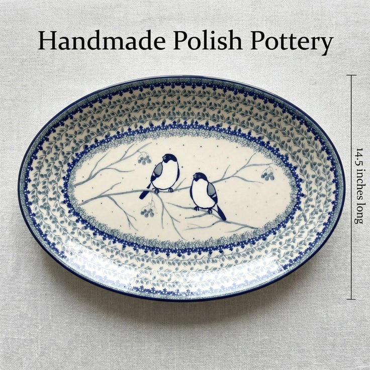 Detail image of Ceramika Artystyczna Bluebird Large Serving Piece — Polish Pottery