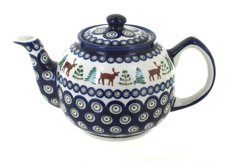 Zaklady Reindeer Pine Teapot — Polish Pottery