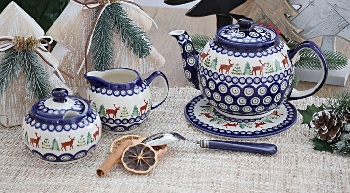 Zaklady Reindeer Pine Teapot — Polish Pottery