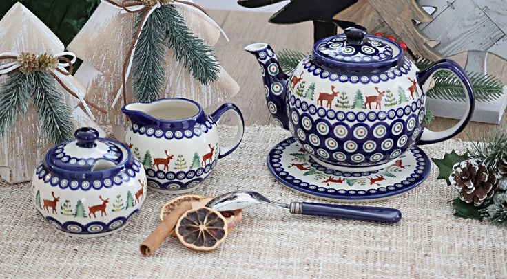 Detail image of Zaklady Reindeer Pine Teapot — Polish Pottery
