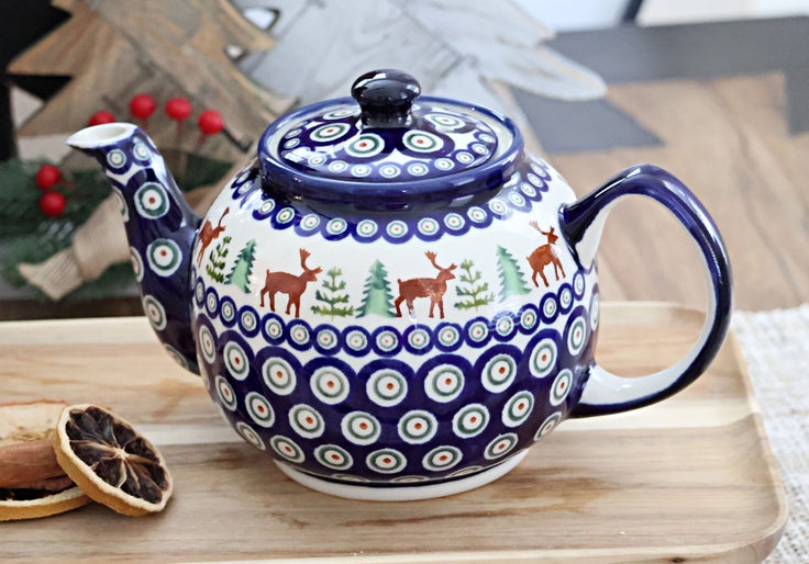 Detail image of Zaklady Reindeer Pine Teapot — Polish Pottery