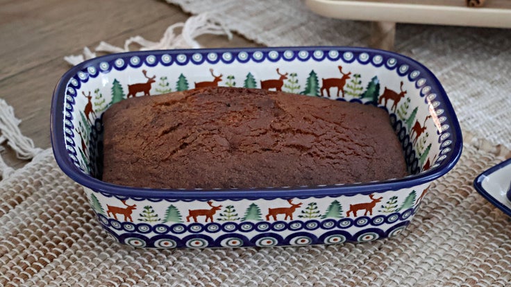 Detail image of Zaklady Reindeer Pine Loaf Baker — Polish Pottery