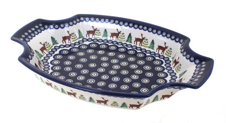 Zaklady Reindeer Pine Large Serving Piece — Polish Pottery