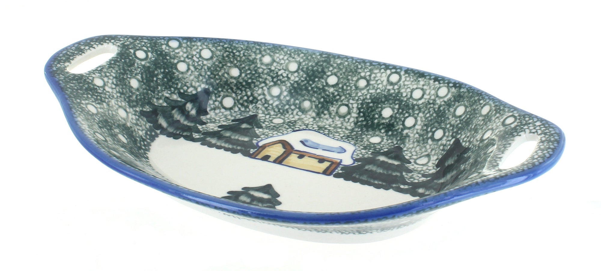 WR Unikat Winter Forest Small Serving Piece — Polish Pottery