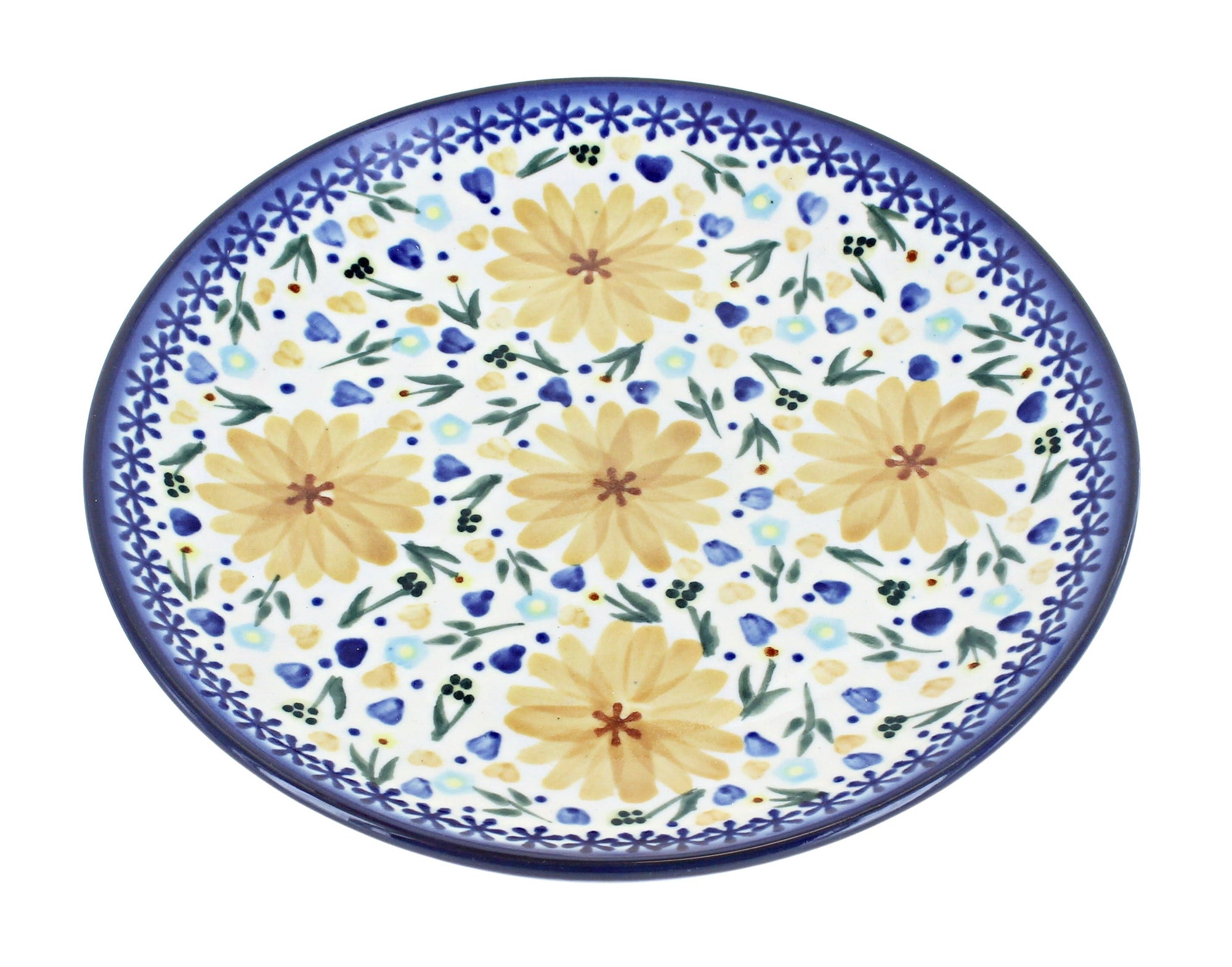 WR Unikat Yellow Daisy Dining Plates & Bowls — Polish Pottery
