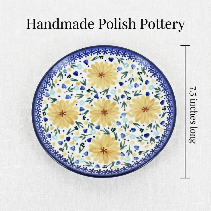 WR Unikat Yellow Daisy Dining Plates & Bowls — Polish Pottery