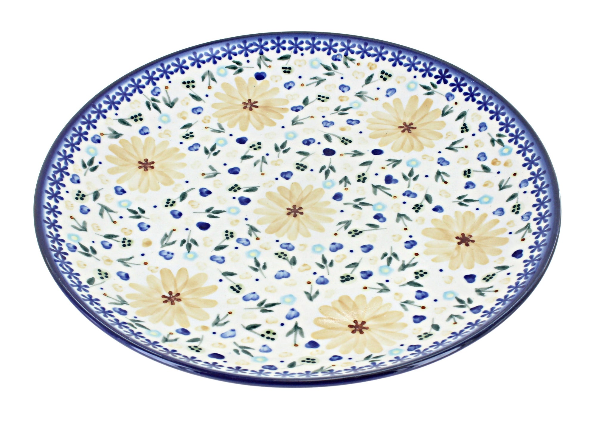 WR Unikat Yellow Daisy Dining Plates & Bowls — Polish Pottery