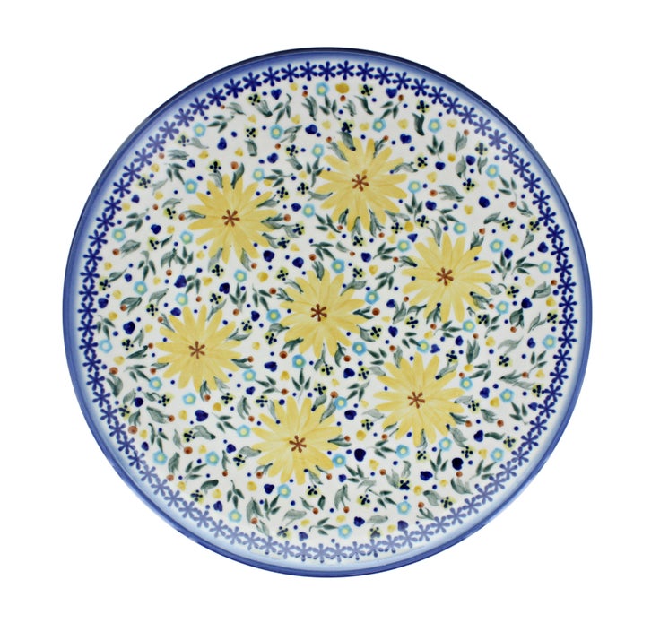 Detail image of WR Unikat Yellow Daisy Dining Plates & Bowls — Polish Pottery