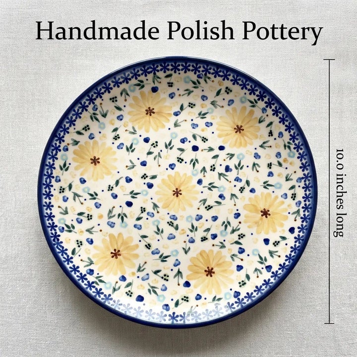 WR Unikat Yellow Daisy Dining Plates & Bowls — Polish Pottery