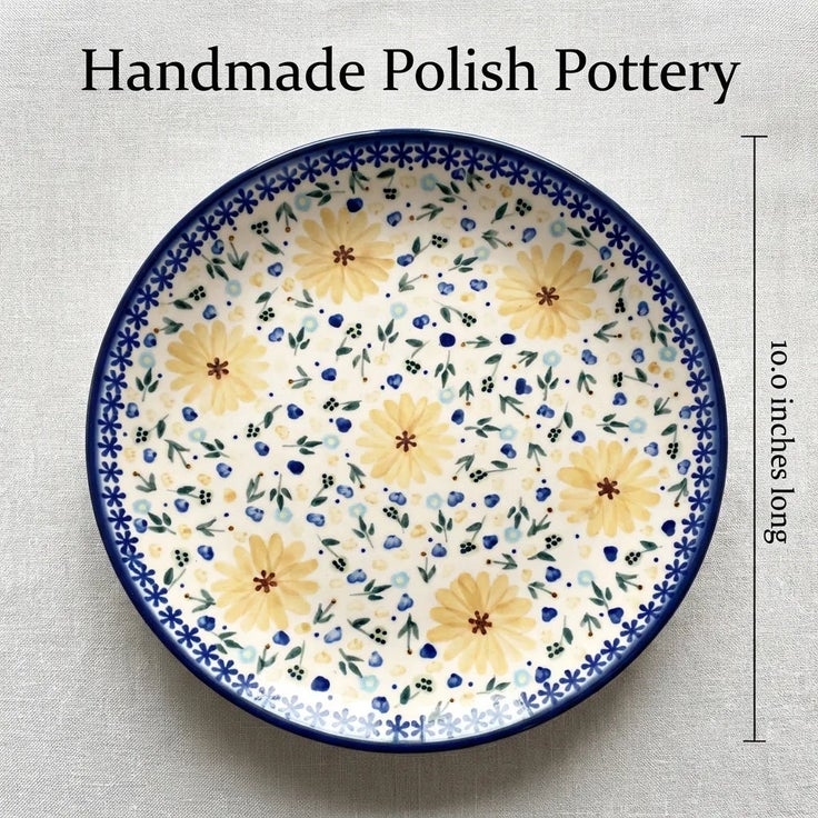 Detail image of WR Unikat Yellow Daisy Dining Plates & Bowls — Polish Pottery