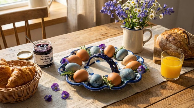 Detail image of WR Unikat Forget Me Not Dining Accessories — Polish Pottery